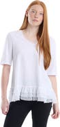 WILT Clothing V-Neck Elbow Sleeve Mixed Media Tee