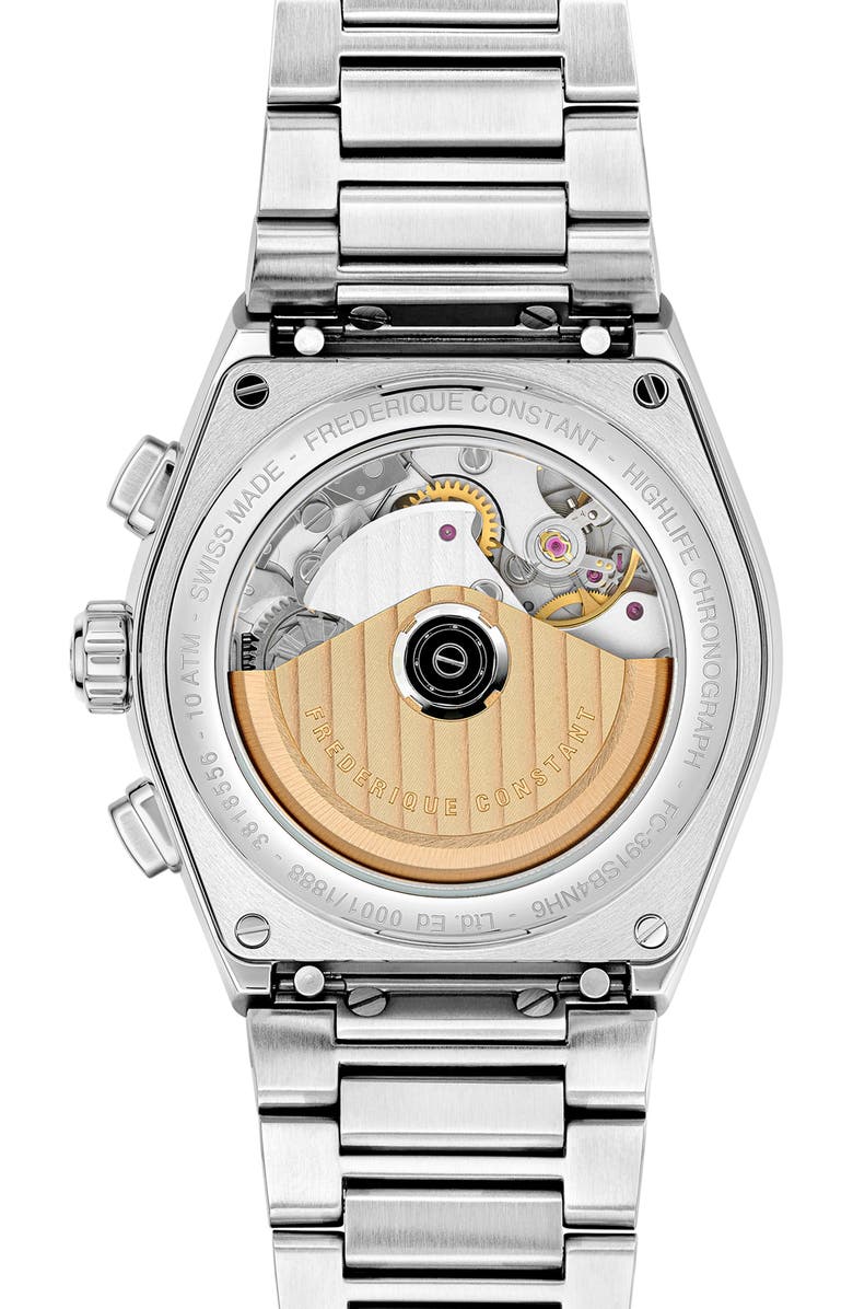 FREDERIQUE CONSTANT Highlife Chronograph Automatic Bracelet Watch, 41mm, Alternate, color, Silver-Tone