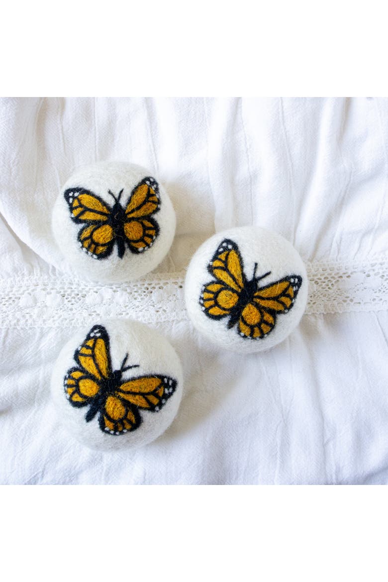 Wool Dryer Balls XL Set of 3, Alternate, color, Monarch Butterfly