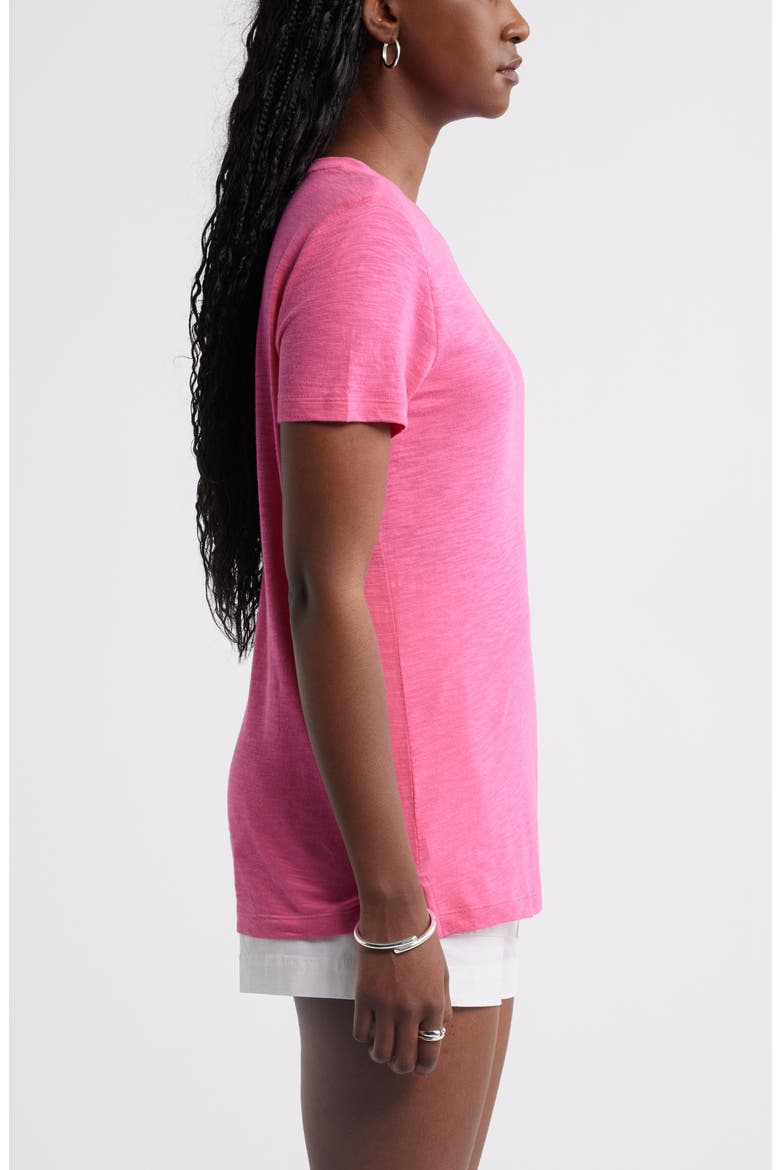 Cotton Blend Crewneck T-Shirt, Alternate, color, PINK SHOCK