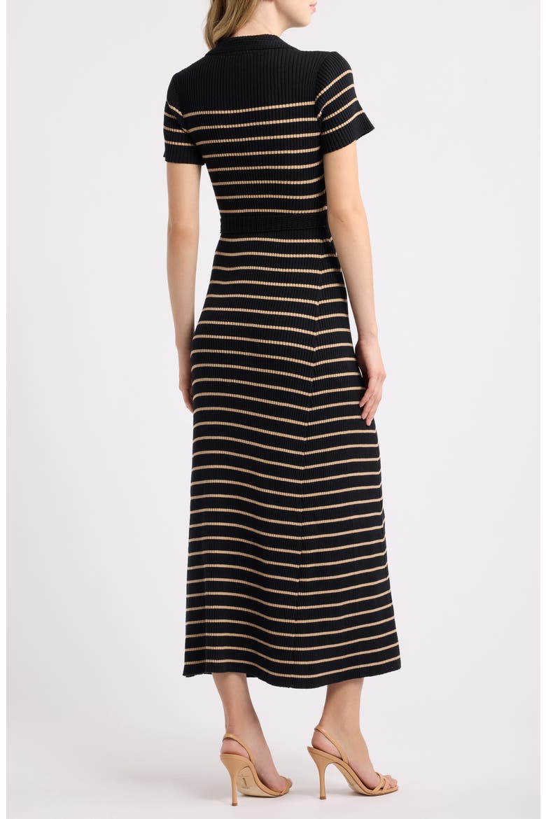 Tie Waist Stripe Maxi Sweater Dress, Alternate, color, BLACK