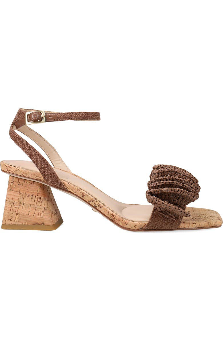Pelle Moda Tianna Raffia Rosette Ankle Strap Sandal, Alternate, color, Espresso