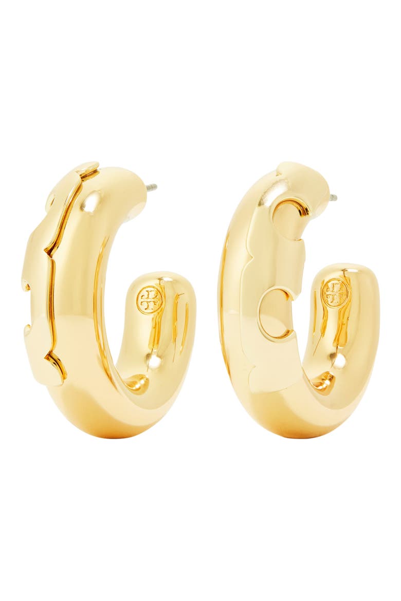 Kira Essential Hoop Earrings, Main, color, TORY GOLD