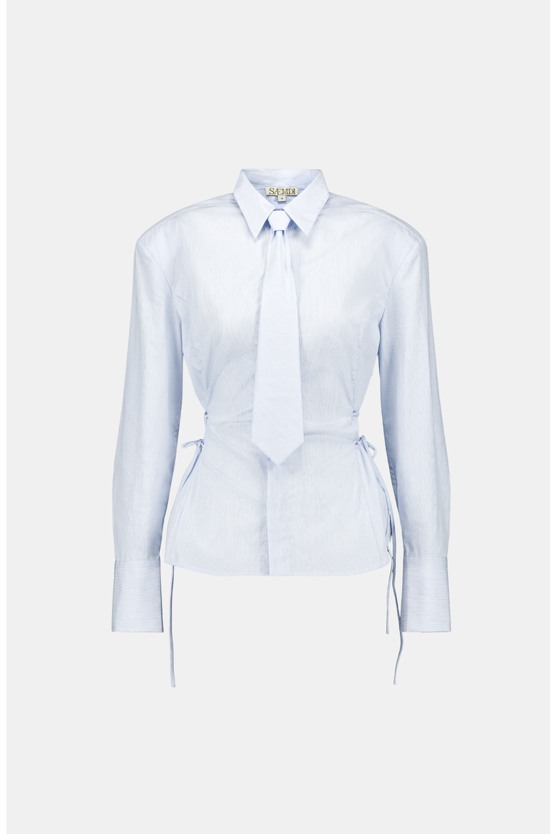 Faux Tie Shirt, Main, color, Light Blue / White