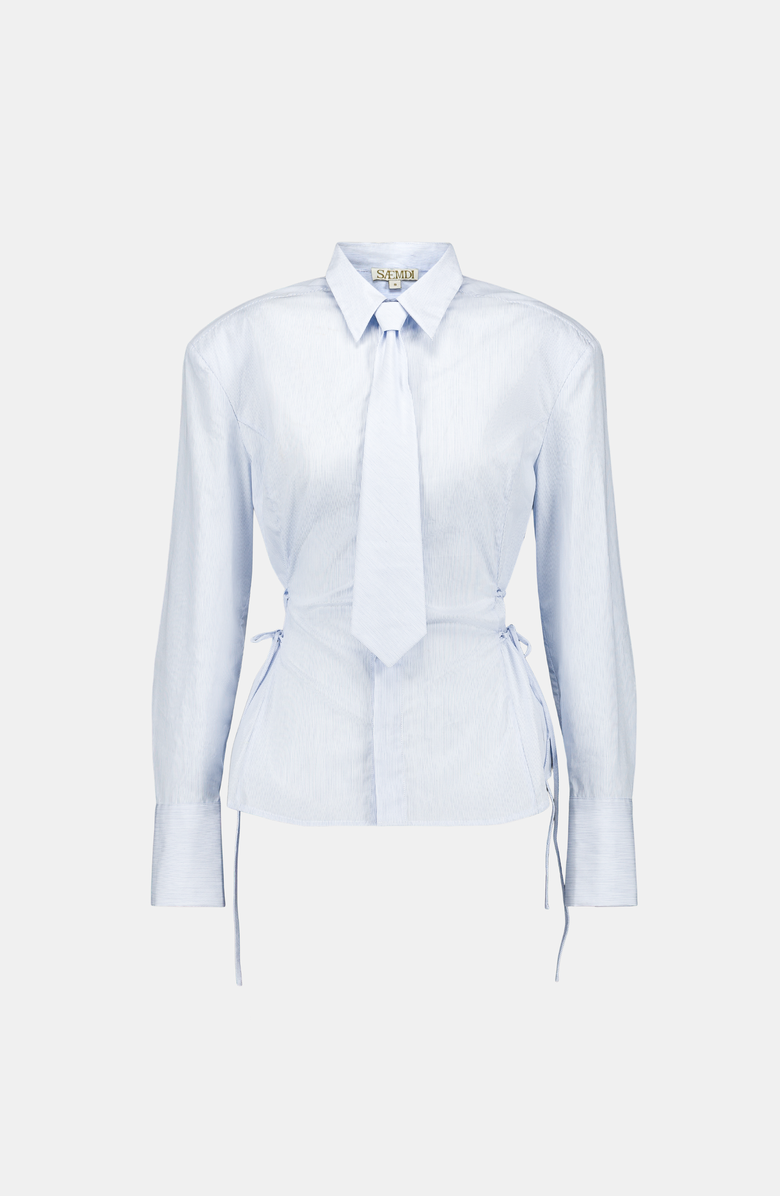SAEMDI Faux Tie Shirt, Main, color, Light Blue / White