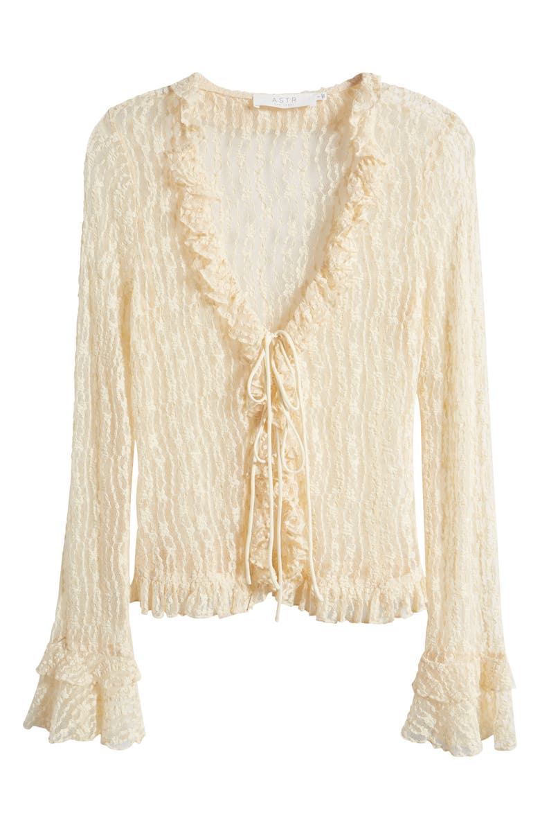 ASTR the Label Lace Front Tie Bed Jacket, Alternate, color, Cream