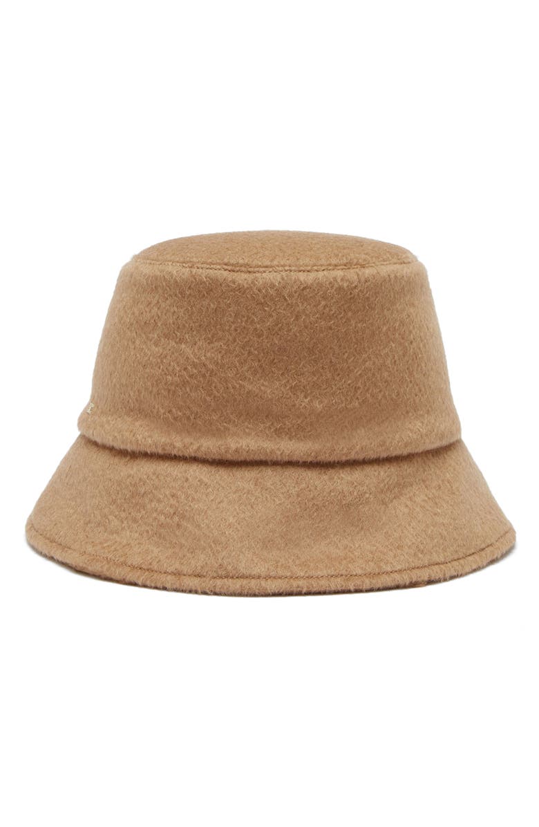 Max Mara Fiducia Camel Hair & Silk Quilted Reversible Bucket Hat, Main, color, Camel
