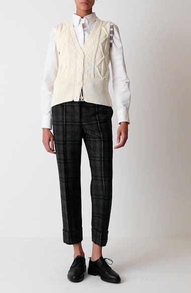 Thom Browne 4-Bar Aran Cable Virgin Wool Sweater Vest