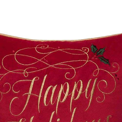 C & F Home C&f Home Happy Holidays Swirl Christmas Pillow, 16" X 16" In Red