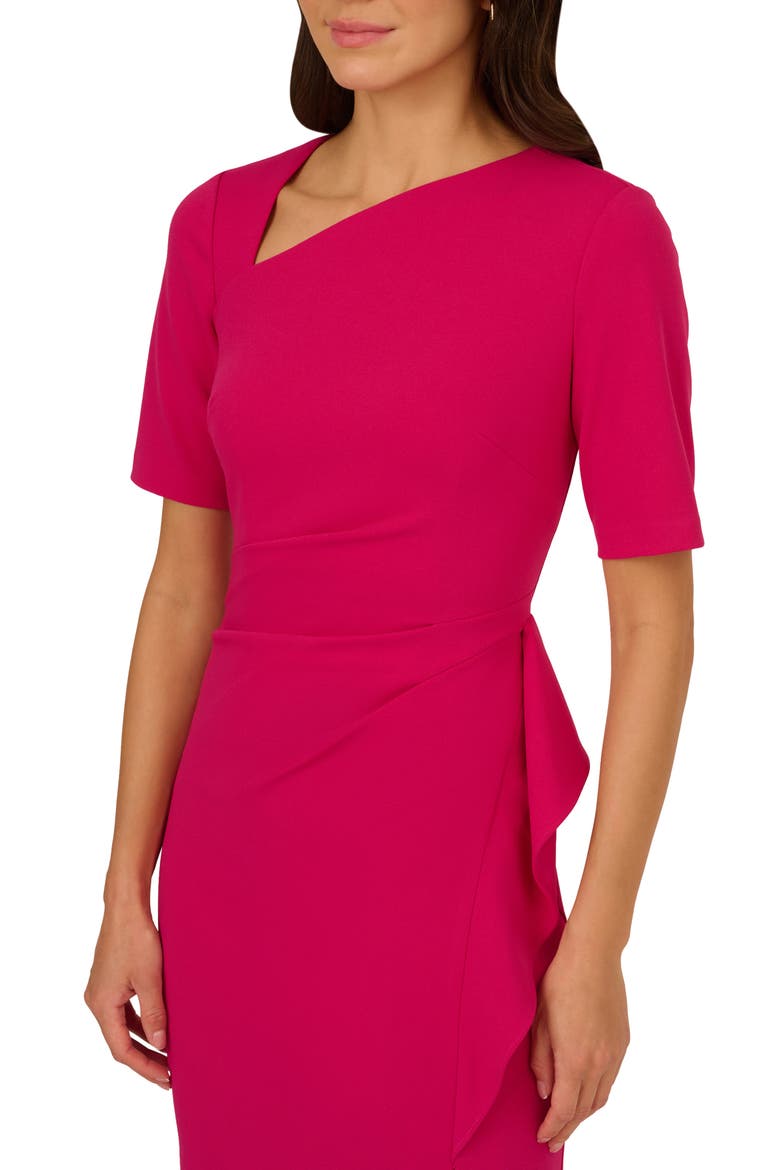 Draped Stretch Crepe Sheath Dress, Alternate, color, BRILLIANT ROSE