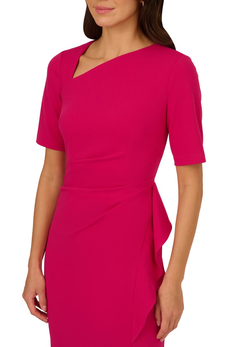 Adrianna Papell Draped Stretch Crepe Sheath Dress, Alternate, color, Brilliant Rose