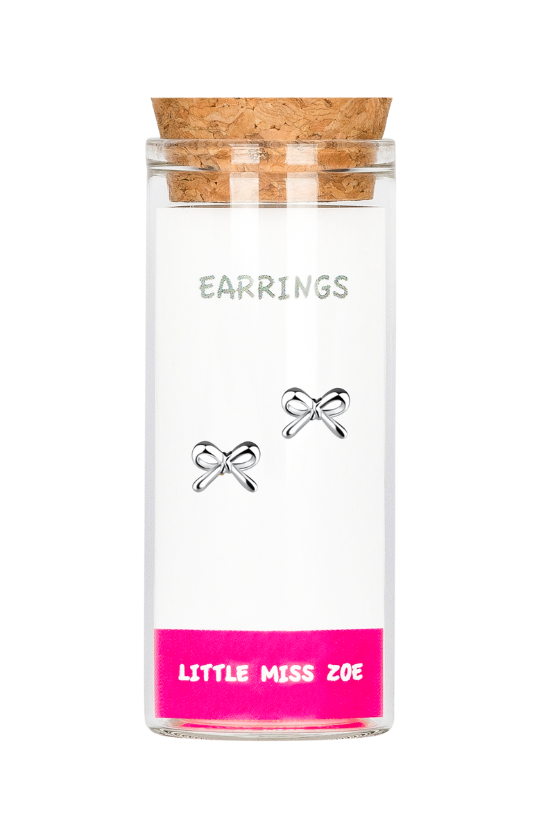 Little Miss Zoe Bow Stud Earrings, Main, color, Metallic Silver