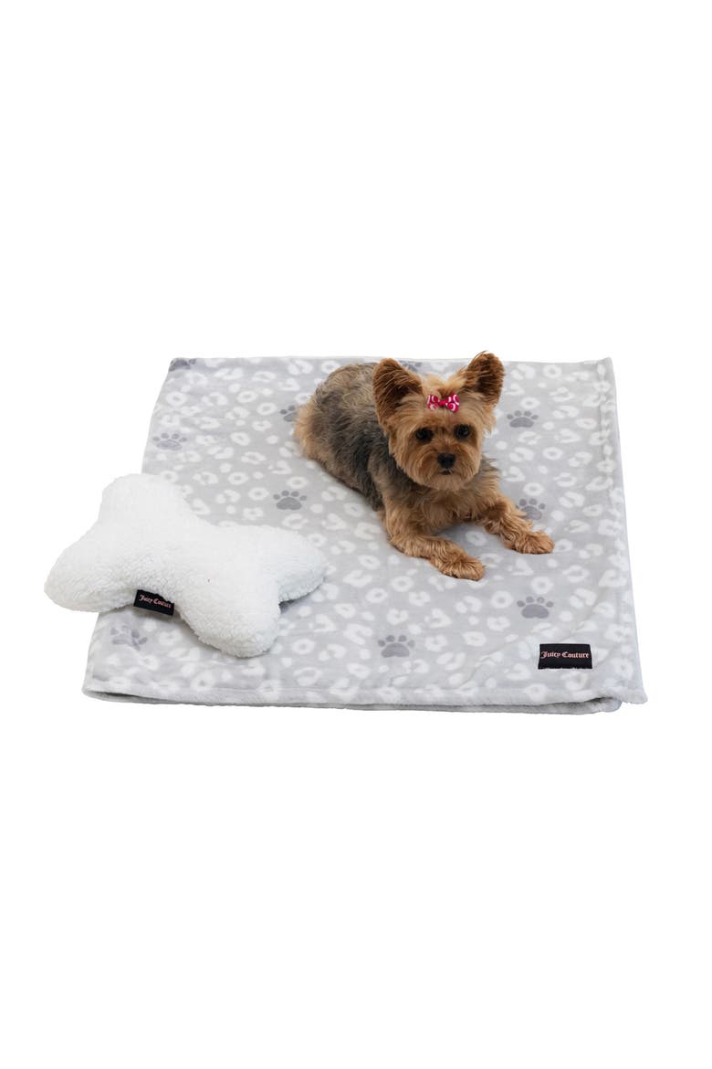 Plush Throw & Fleece Pillow Set, Alternate, color, GREY/WHITE