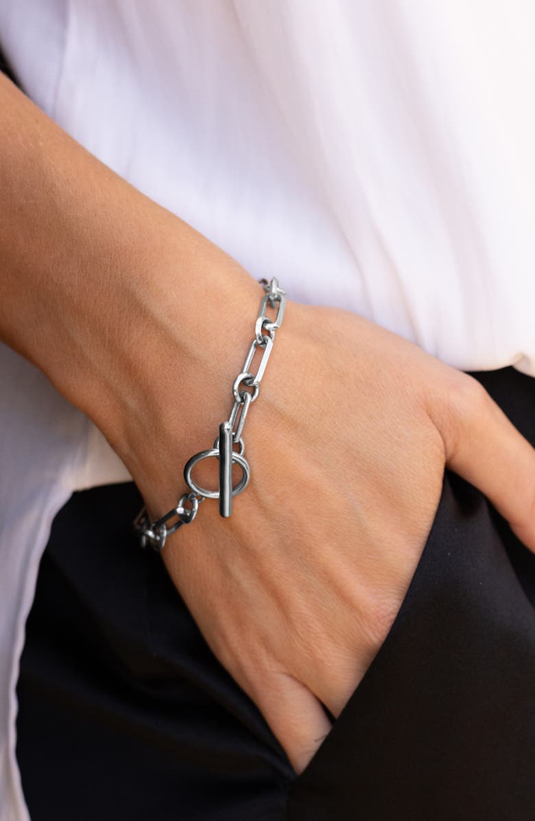 Sheryl Lowe Oval Link Chain Bracelet With Toggle, Alternate, color, Sterling Silver