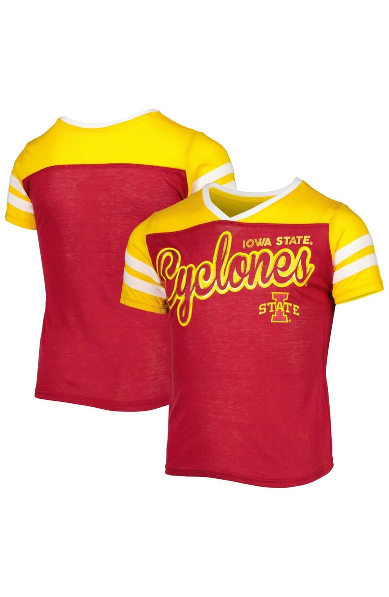 COLOSSEUM Girls Youth Colosseum Cardinal Iowa State Cyclones Practically Perfect Striped T-Shirt, Main, color, 