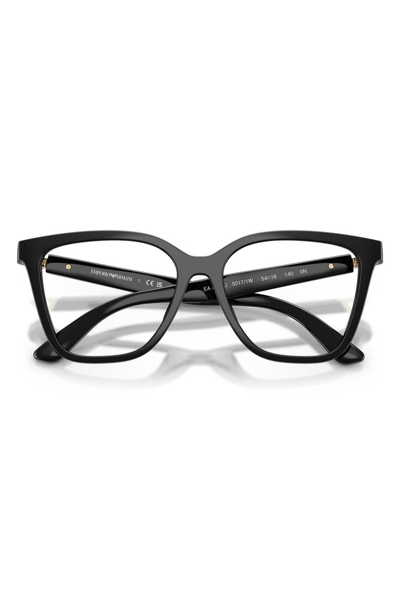 Emporio Armani 52mm Cat Eye Optical Glasses, Alternate, color, Shiny Black / Clear