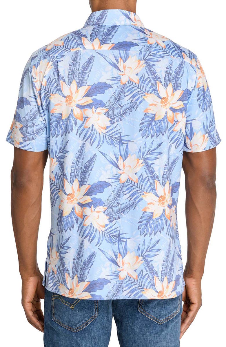 CONSTRUCT Floral Print Short Sleeve Shirt, Alternate, color, Light Blue