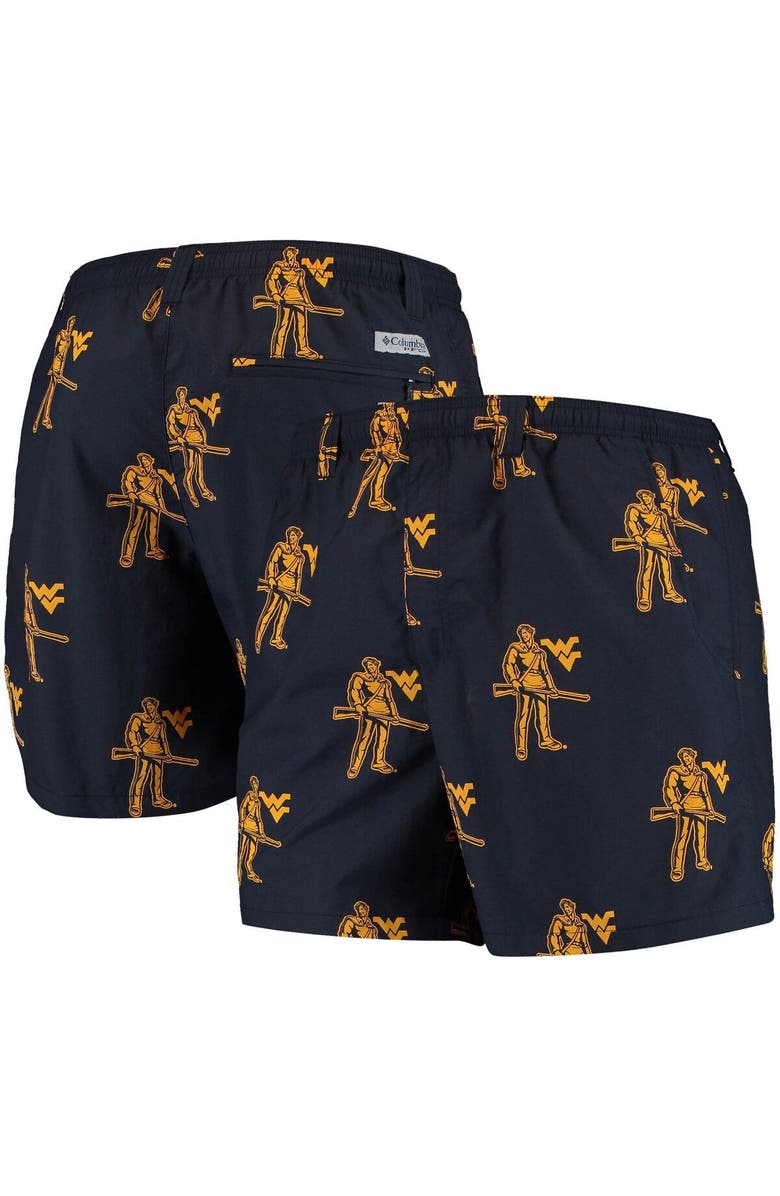 Columbia Men's Columbia Navy West Virginia Mountaineers PFG Backcast II Omni-Shade Hybrid Shorts, Main, color, Navy