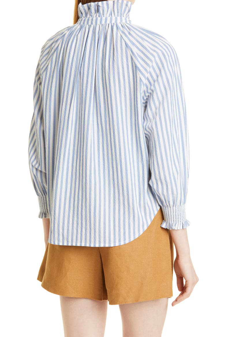 Calisto Ruffle Collar Blouse, Alternate, color, BLUE/ WHITE