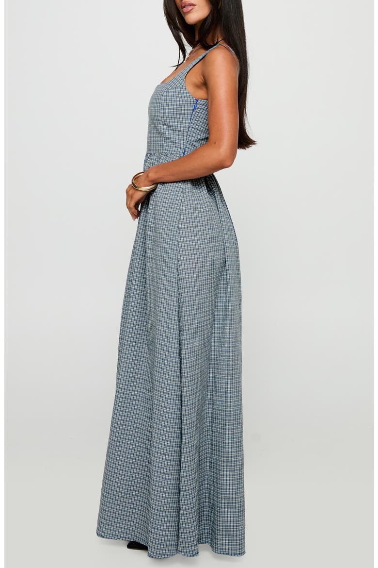 Cartmel Check Maxi Dress, Alternate, color, NAVY