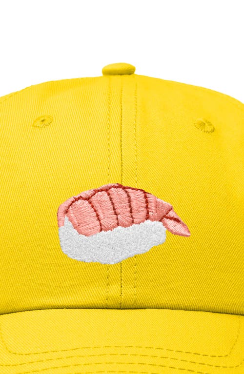 Dalix Shrimp Sushi Embroidered Dad Cap In Gold