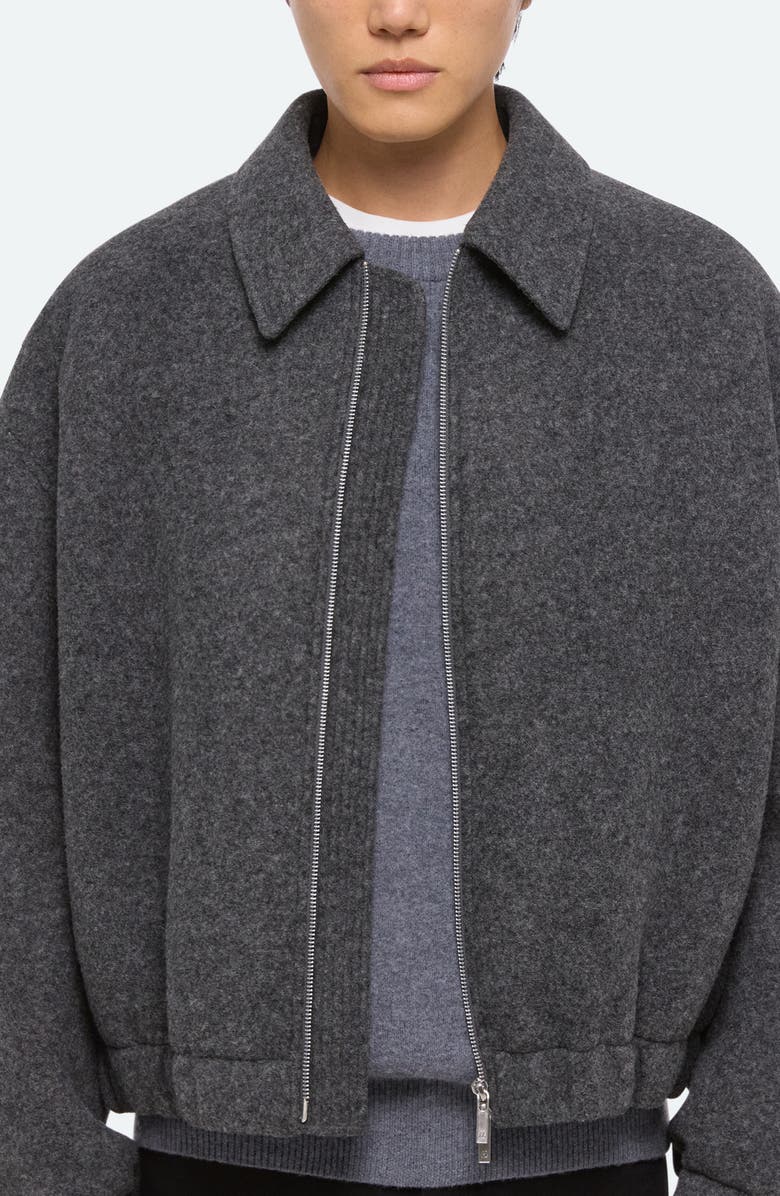 Helmut Lang Boiled Bomber, Alternate, color, Grey Melange/ Black