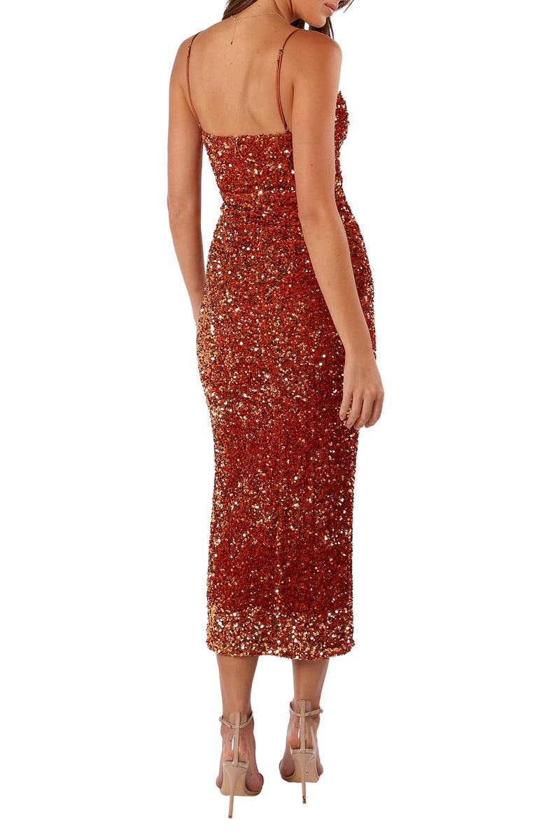 Petal & Pup Kailee Sequin Plunge Neck Cocktail Midi Dress, Alternate, color,