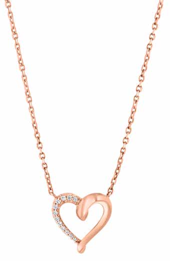 EFFY 14K Rose Gold Diamond Open Heart Pendant Necklace - 0.04ct