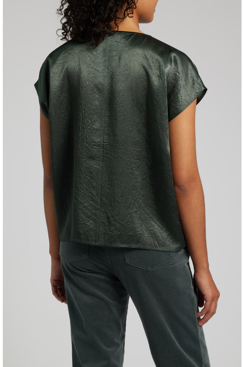 V-Neck Square Satin Top, Alternate, color, EVERGLADE