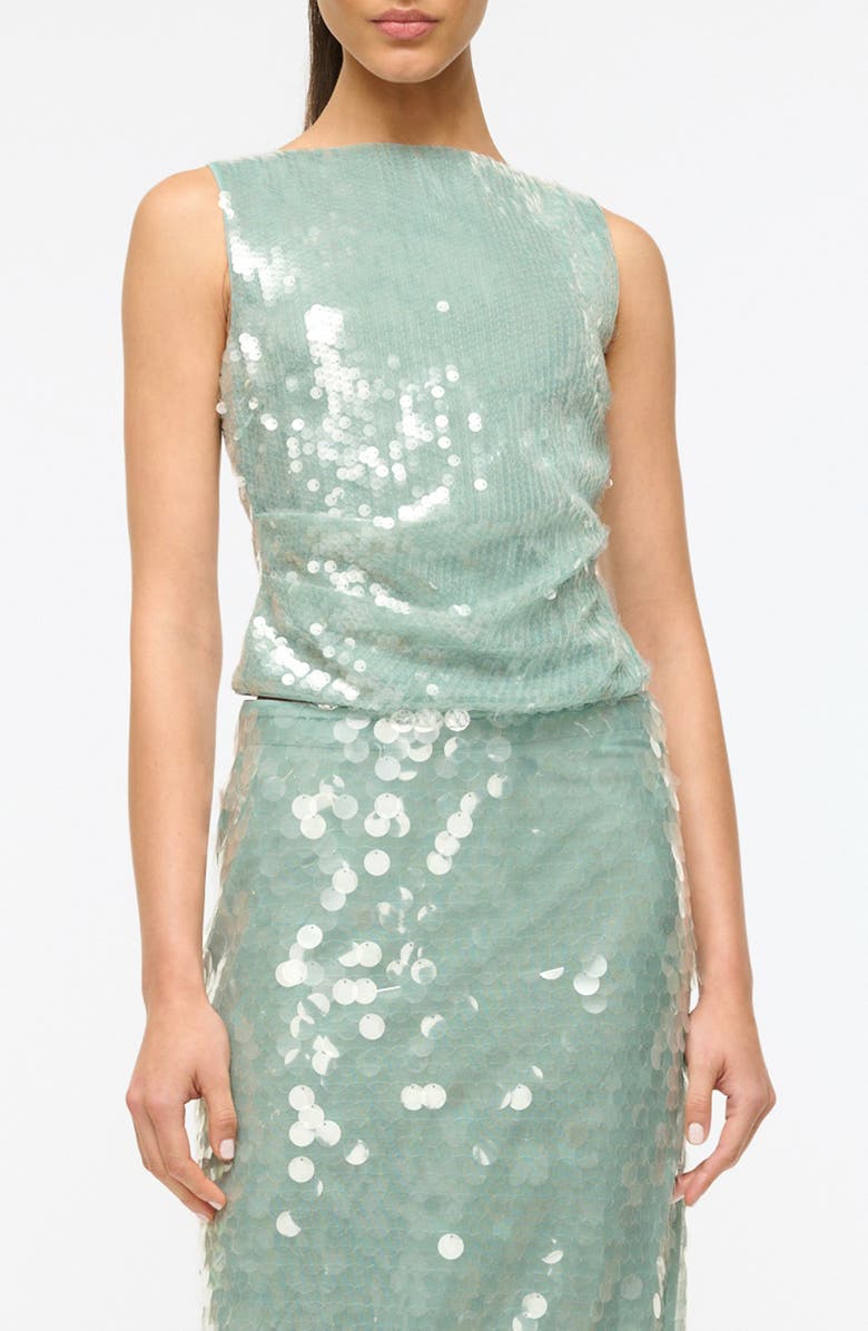 STAUD Eton Paillette Tank Top, Main, color, Mist