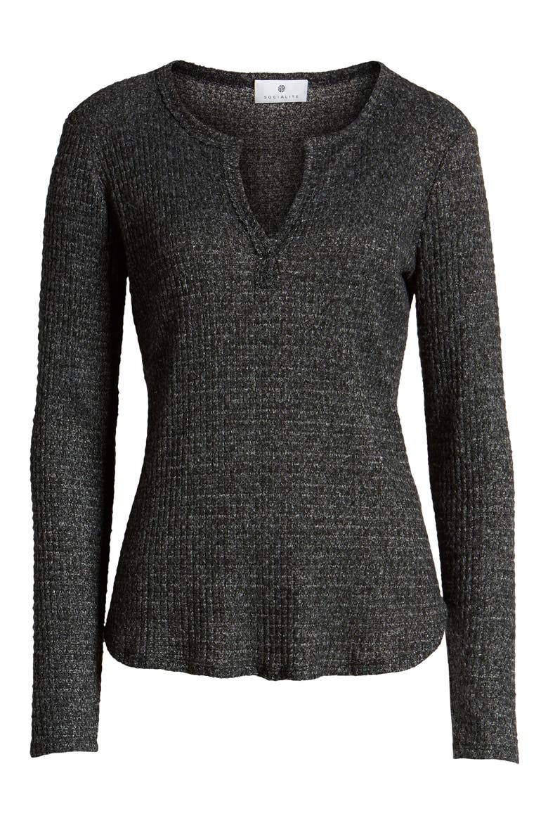 Long Sleeve Thermal Henley Top, Alternate, color, CHARCOAL