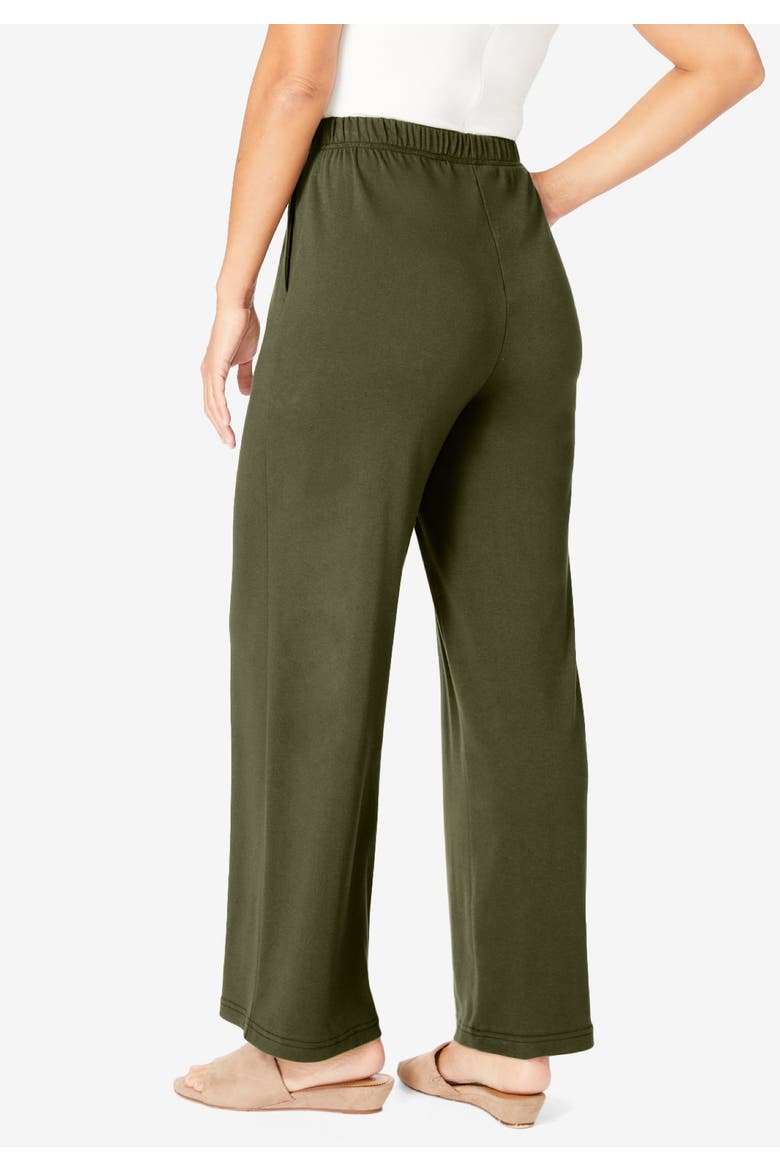 Soft Ease Cotton Knit Wide Leg Pant, Alternate, color, DEEP CLARET