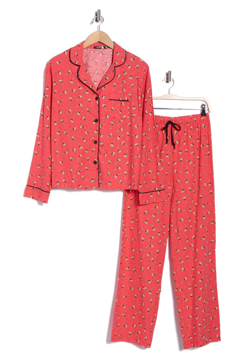 Kalin Brushed Jersey Pajamas, Alternate, color, RED MULTI