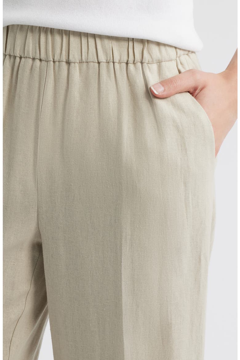 High Waist Pull-On Straight Leg Linen Blend Pants, Alternate, color, LIGHT SANDSTONE
