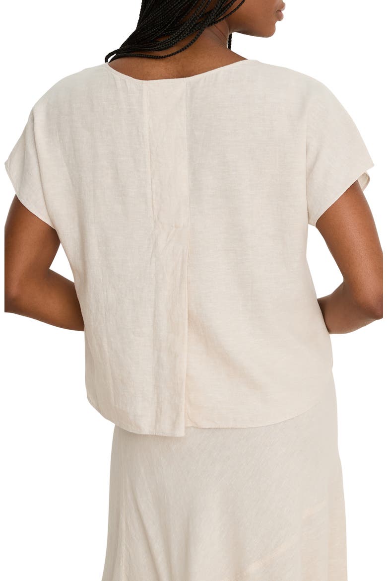 Rumba Linen Blend Split Neck Top, Alternate, color, NEUTRAL MIX