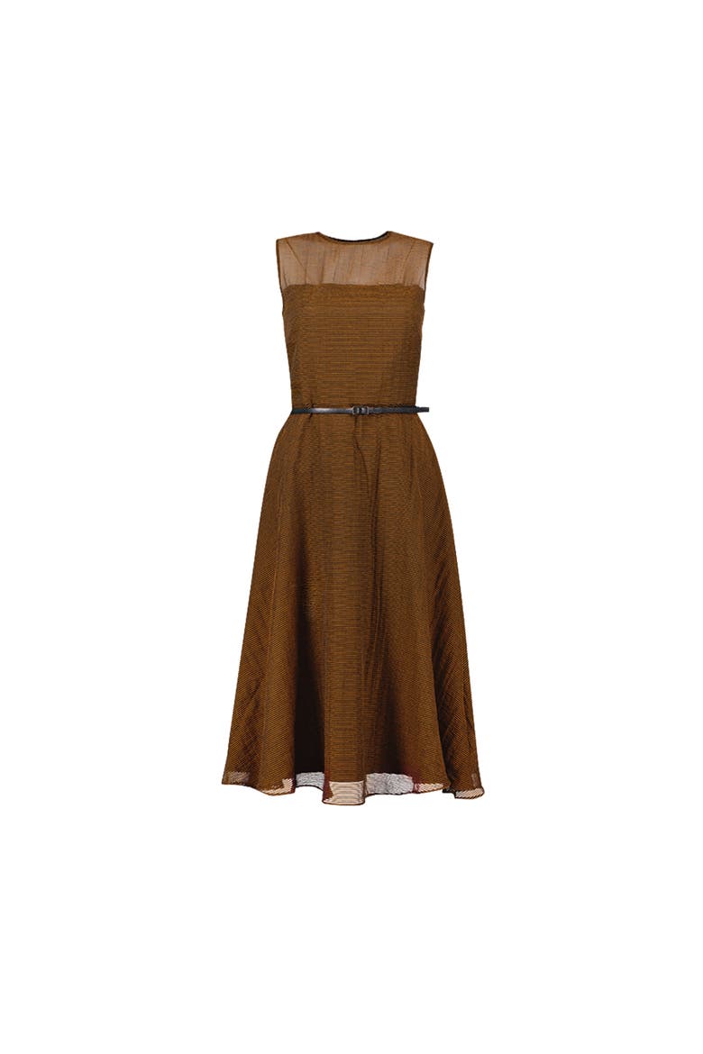 Sleeveless A-line Long Dress, Alternate, color, Brown