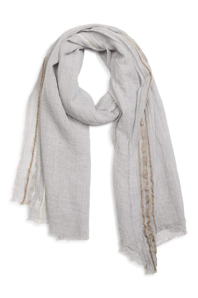 Cyrus Wool, Cashmere & Silk Scarf, Alternate, color, LIGHT GREY