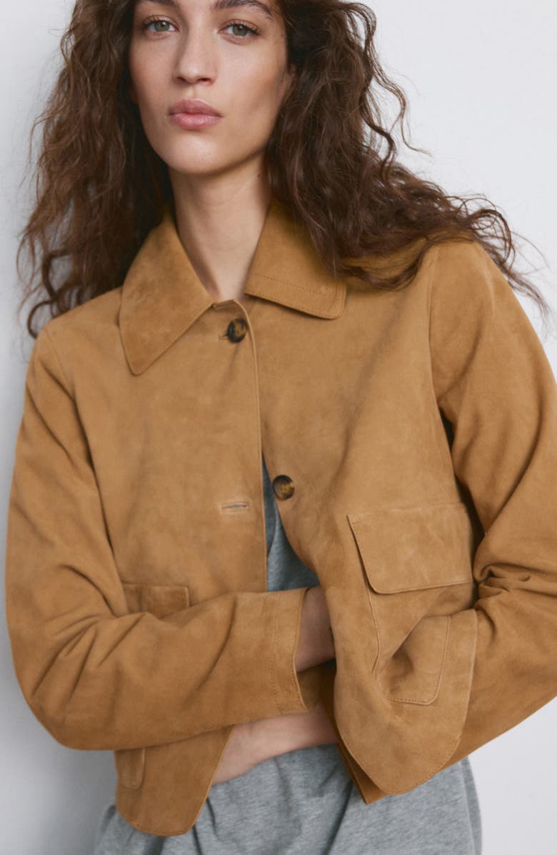 MANGO Suede Jacket, Alternate, color,
