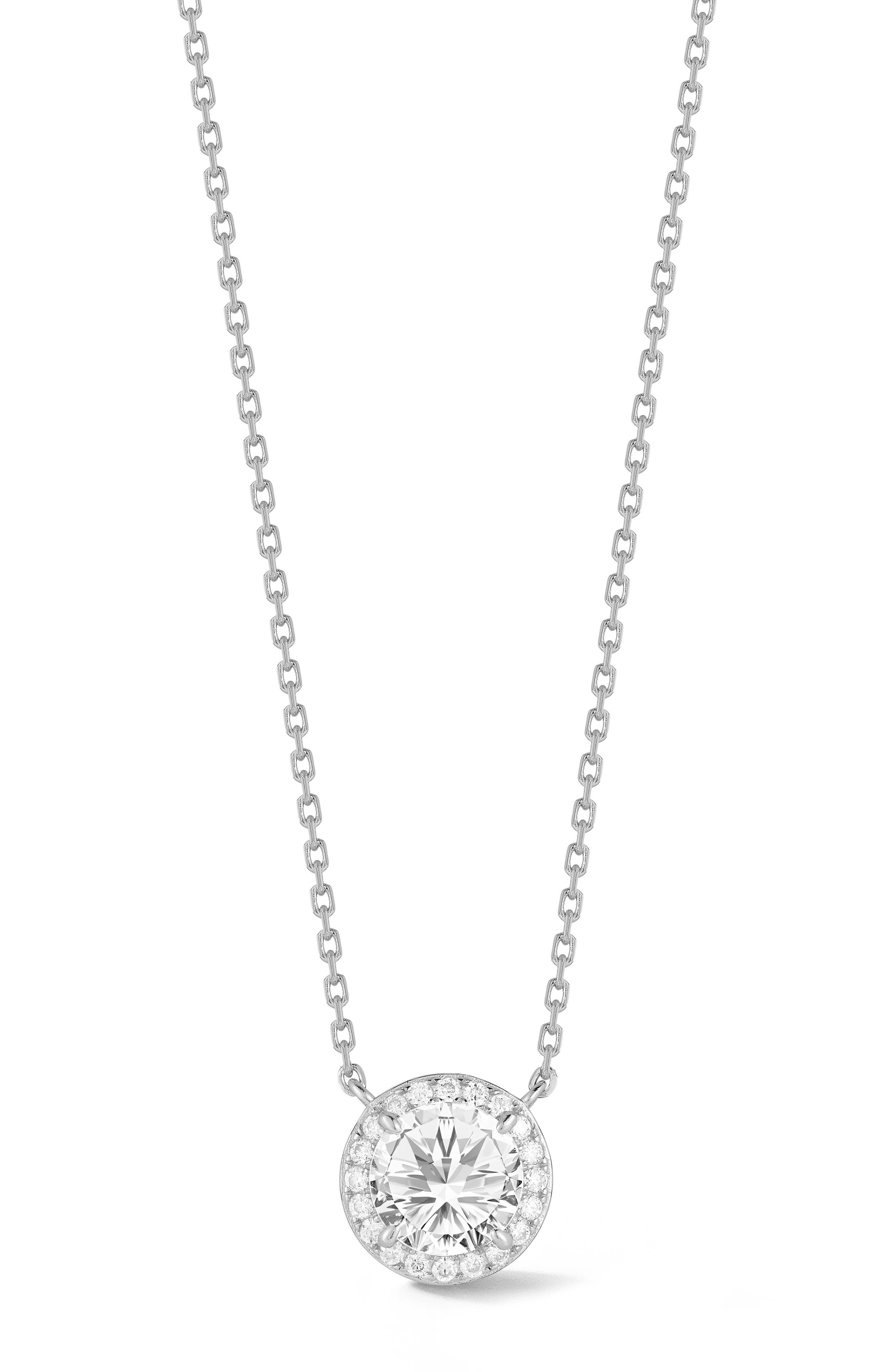 Moissanite Halo Pendant Necklace