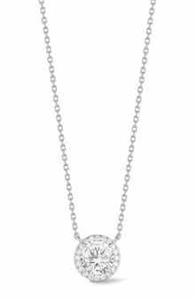 Moissanite Halo Pendant Necklace