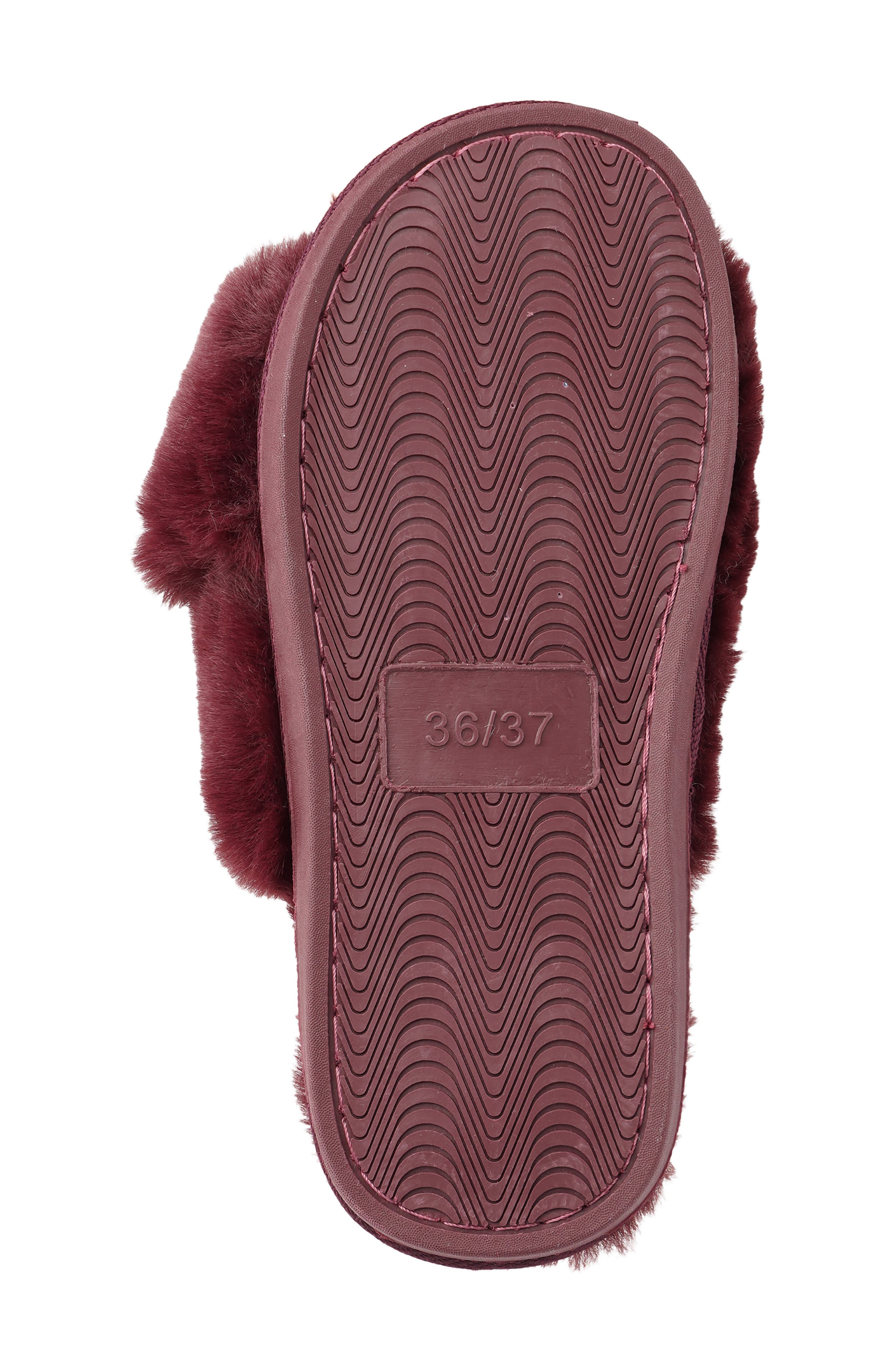 X-Band Faux Fur Slipper, Alternate, color, BURGUNDY