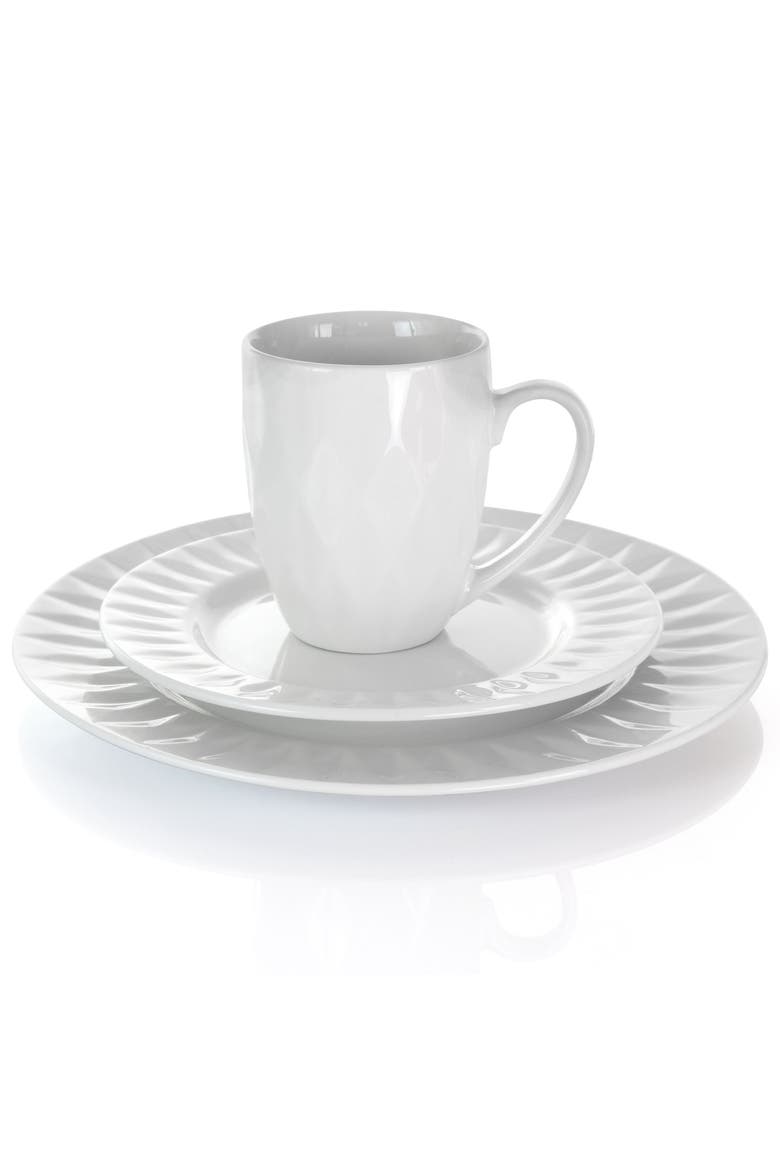 Sienna 18 Piece Porcelain Dinnerware Set, Alternate, color, White