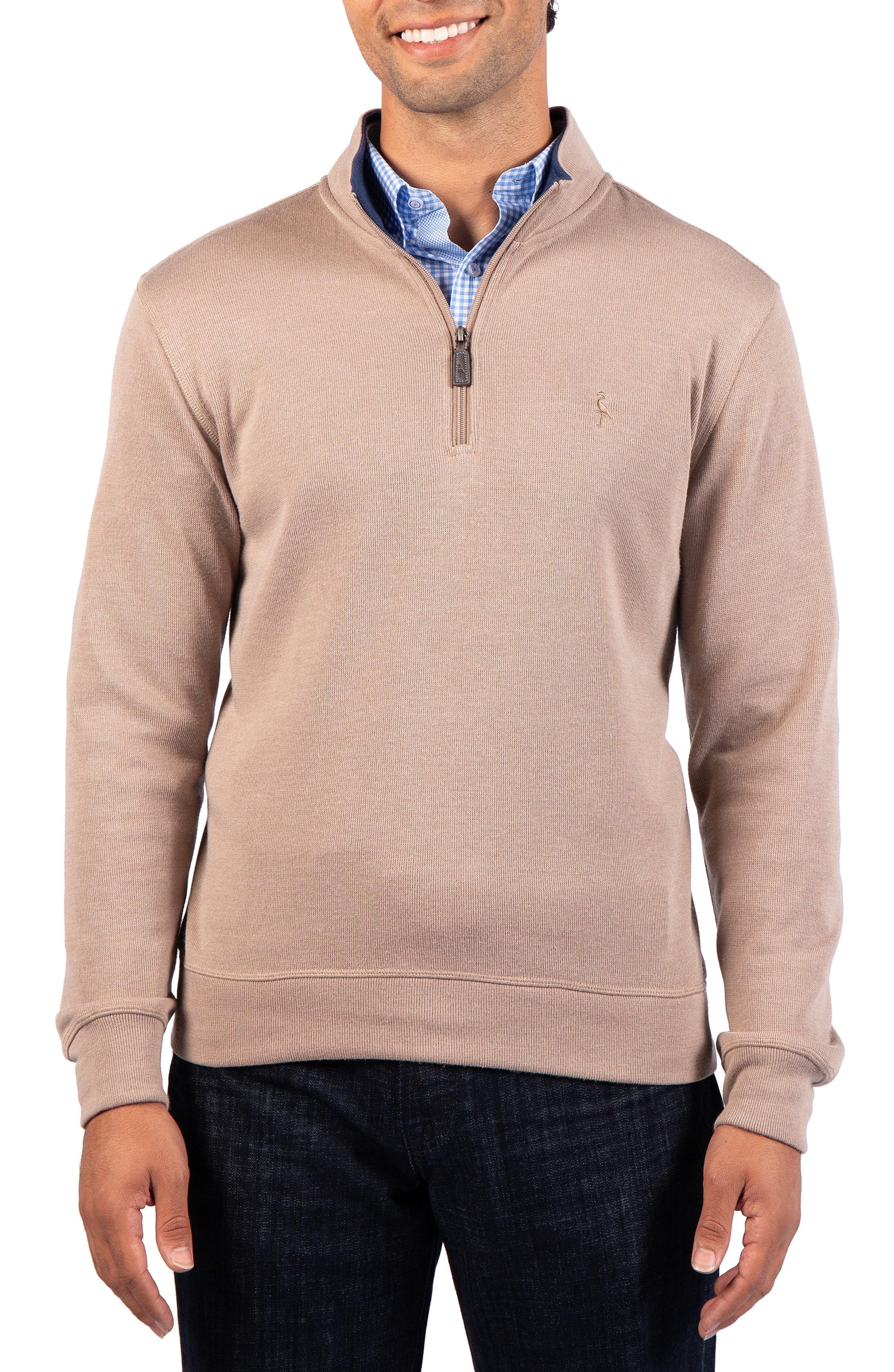 French Rib Quarter Zip Sweater