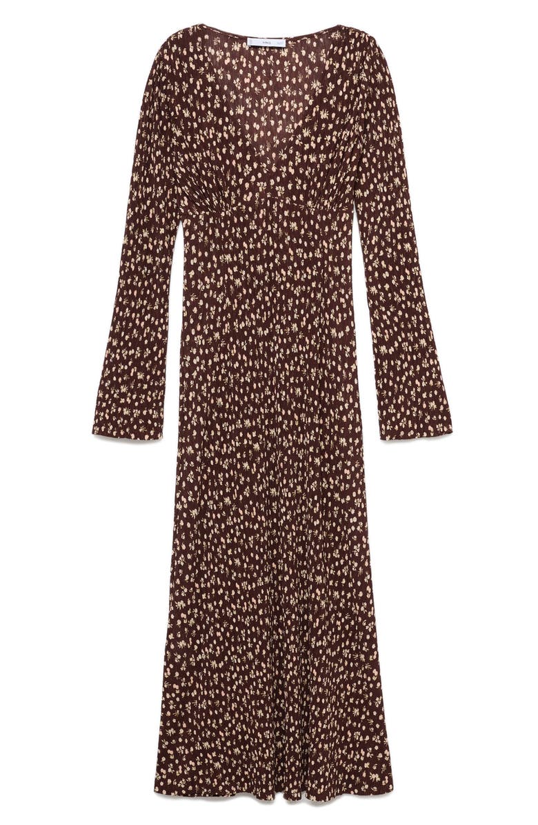 MANGO Print Long Sleeve Maxi Dress, Alternate, color, Brown
