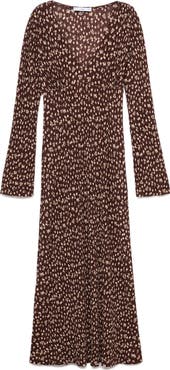 MANGO Print Long Sleeve Maxi Dress