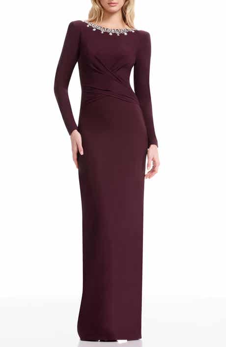 Dress the Population Anne Embellished Long Sleeve Column Gown