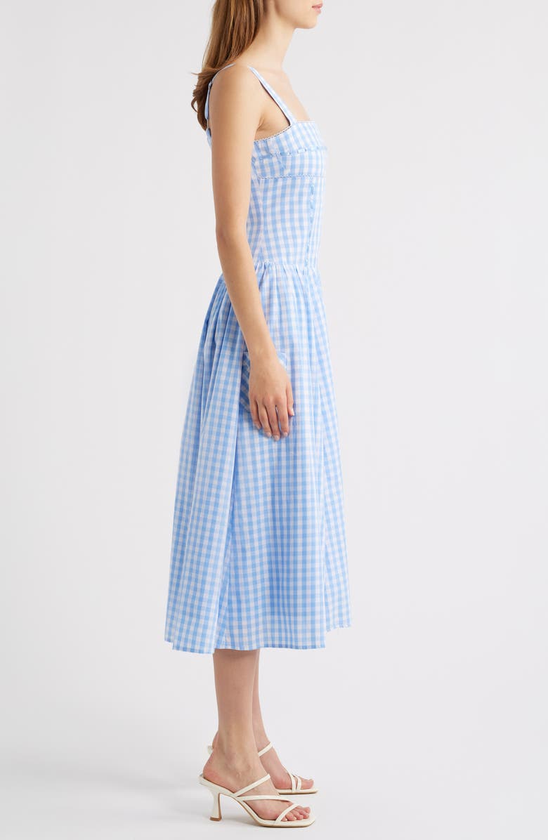 MOON RIVER Cotton Gingham Dress, Alternate, color, Light Blue