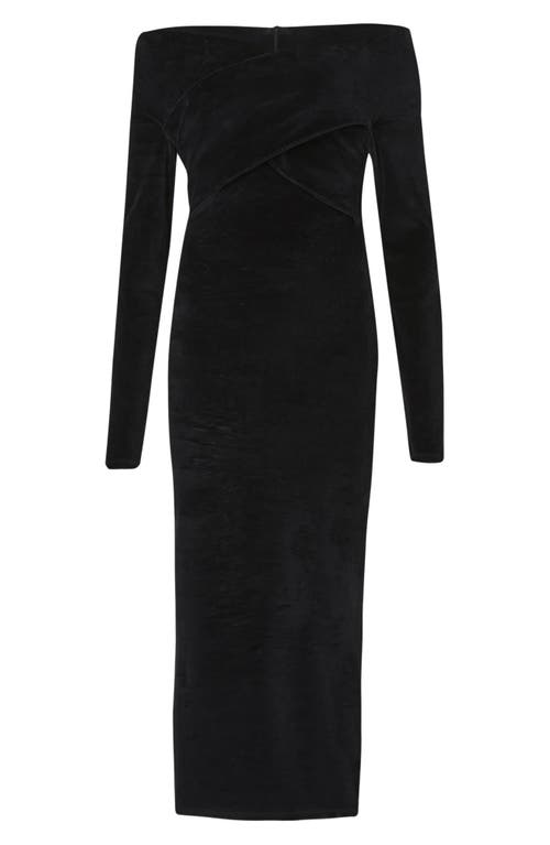 Allsaints Delta Velvet Midi Dress In Black