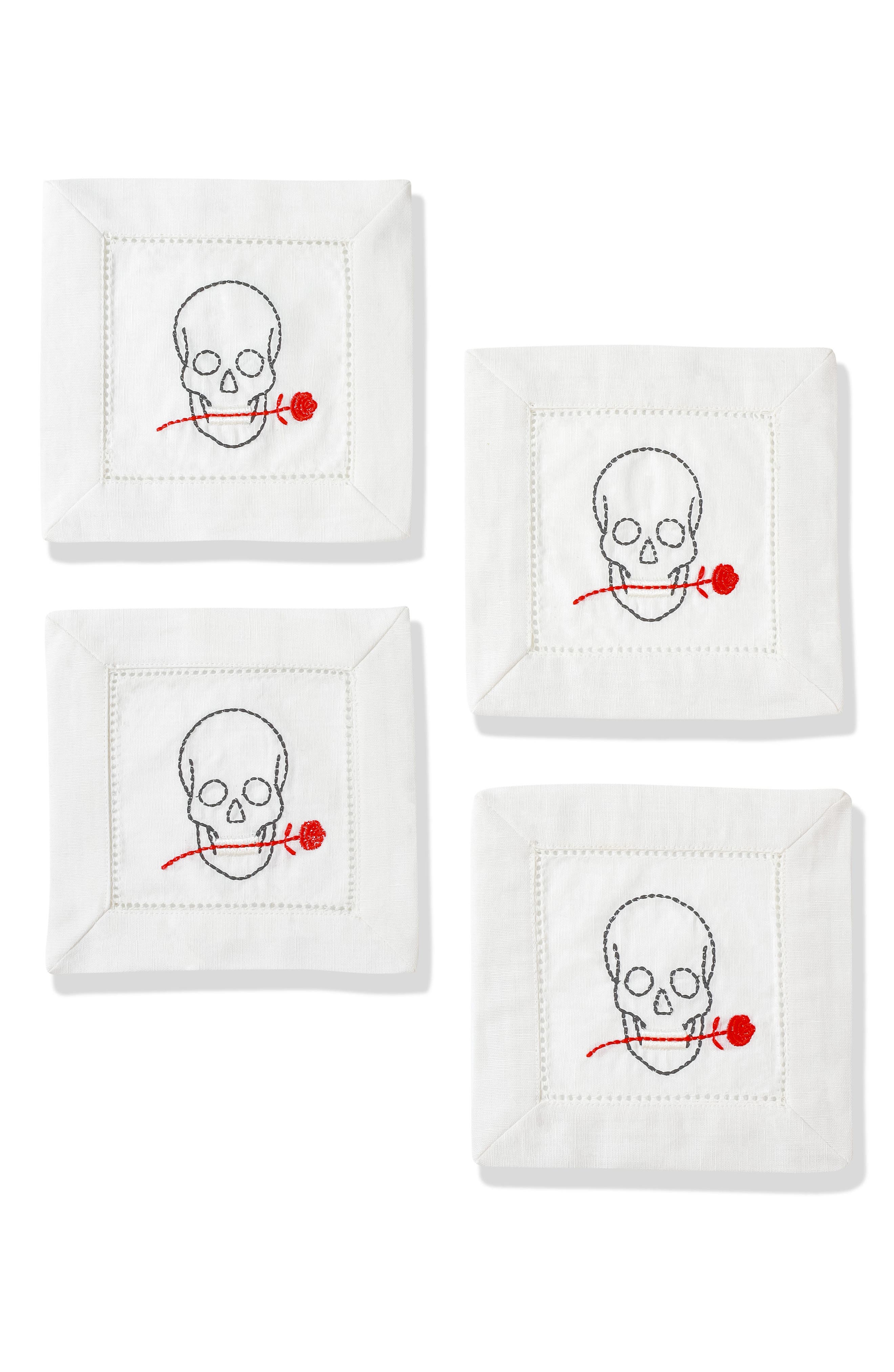 'Til Death Do Us Part Embroidered Linen Cocktail Napkins