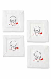 'Til Death Do Us Part Embroidered Linen Cocktail Napkins